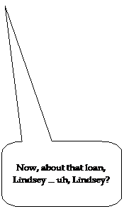 Rounded Rectangular Callout: Now, about that loan, Lindsey ... uh, Lindsey?
